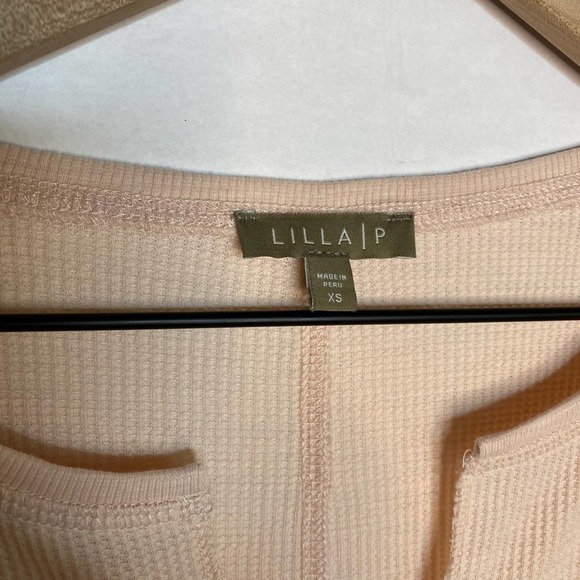 Lilla P Quarter Sleeve V-Neck Casual Thermal Top Pastel‎ Pink Extra Small - Picture 3 of 9